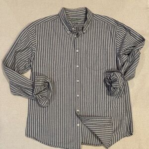 Eddie Bauer Gray and White Striped Shirt L